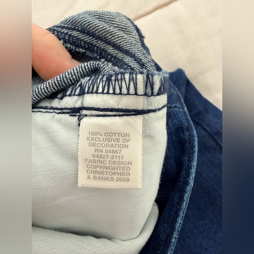 Christopher & Banks denim Cottagecore cherry Daisy floral garden crop pants 12 - Picture 6 of 11